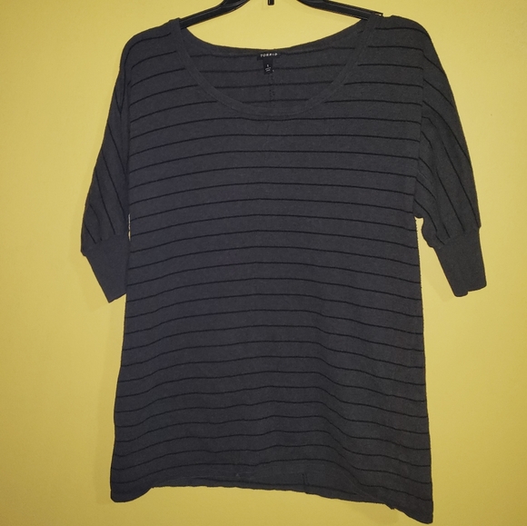 torrid Tops - Black and Dark Grey Striped Sweater